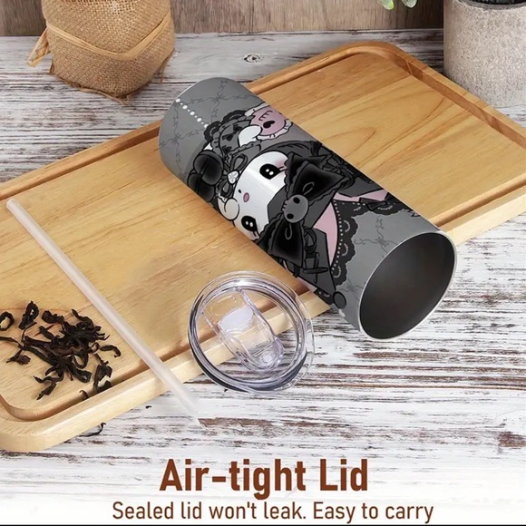 🆕 Hello Kitty - Kuromi Skinny Stainless Steel Tumbler with Straw and Lid - Picture 7 of 8
